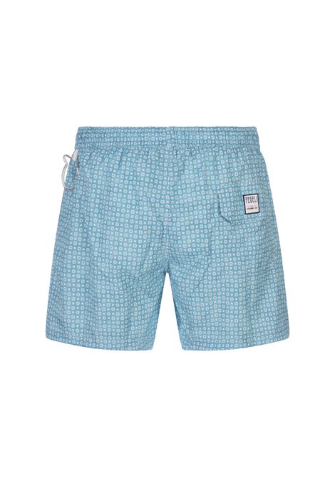 Turquoise Swim Shorts With Micro Pattern FEDELI | 00318-I175361