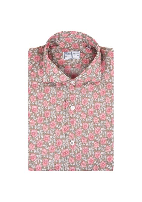 Camicia Sean In Panamino Floreale Sabbia/Rosa FEDELI | 00512-C0979912