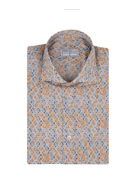 Camicia Sean In Panamino Stampato Maiolica Arancione FEDELI | 00512-C099332