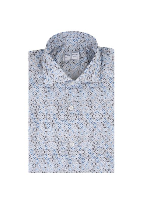 Camicia Sean In Panamino Stampato Maiolica Blu FEDELI | 00512-C099333