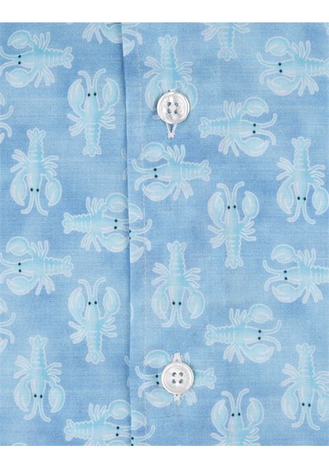 Sky Blue Panamino Sean Shirt With Lobster Pattern FEDELI | 00512-C101247