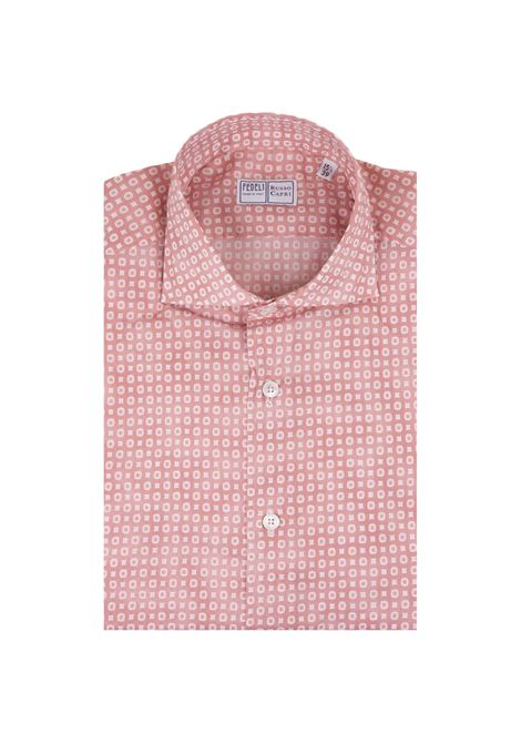 Camicia Sean In Panamino Stampato Rosa FEDELI | 00512-I175364