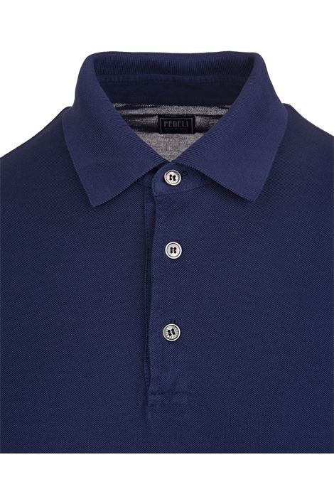 Polo Blu Scuro In Cotone Piquet FEDELI | 010885