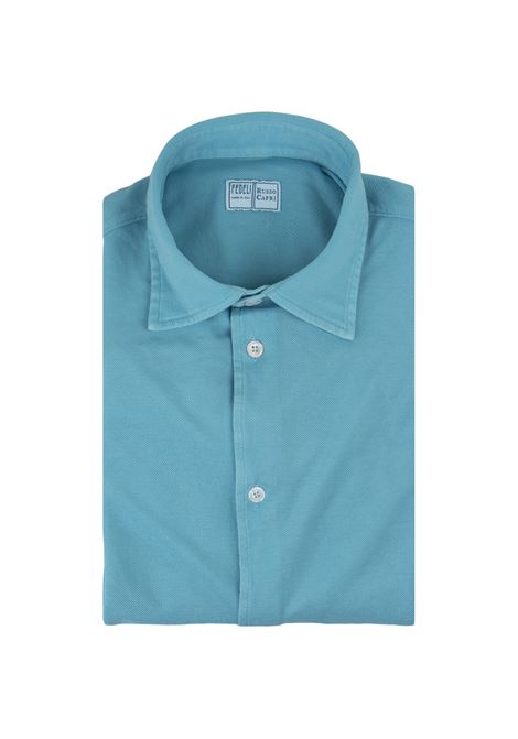 Camicia In Piquet Di Cotone Turchese FEDELI | 0283201