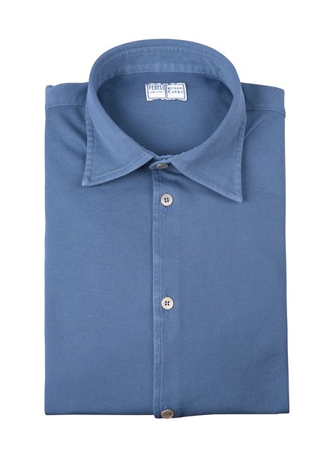 Teorema Shirt In Cerulean Blue Cotton Piqué FEDELI | 028321