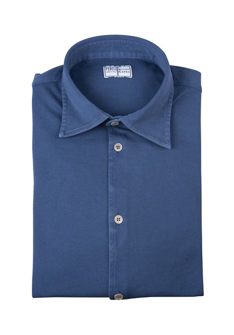 Camicia Teorema In Piquet Di Cotone Blu Cobalto FEDELI | 0283525