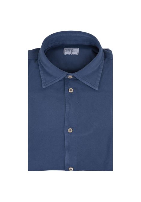 Camicia Teorema In Piquet Di Cotone Blu FEDELI | 0283917