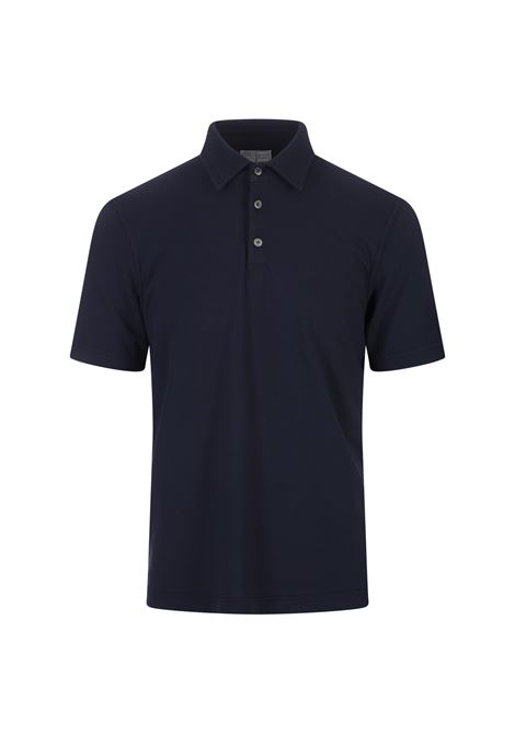 Short-Sleeved Polo Shirt In Night Blue Cotton FEDELI | 0303626