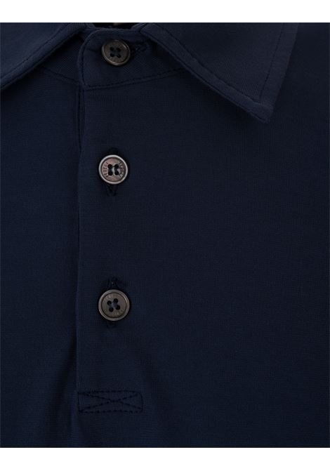 Short-Sleeved Polo Shirt In Night Blue Cotton FEDELI | 0303626