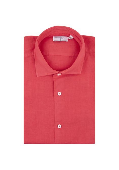 Camicia Classica In Lino Rosso FEDELI | 0501211