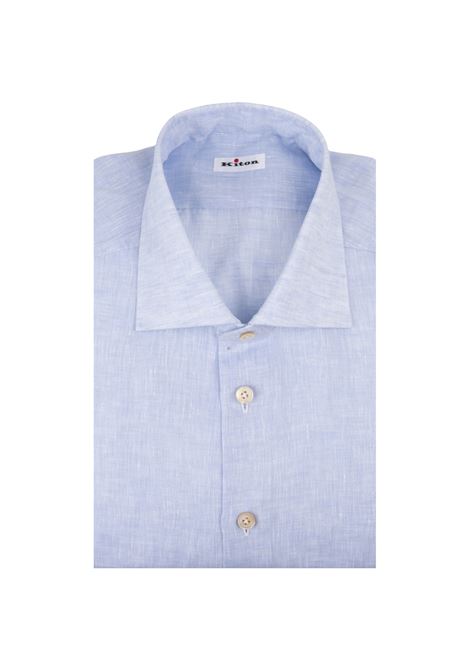 Camicia Classica In Lino Azzurro KITON | UCCKF111114008