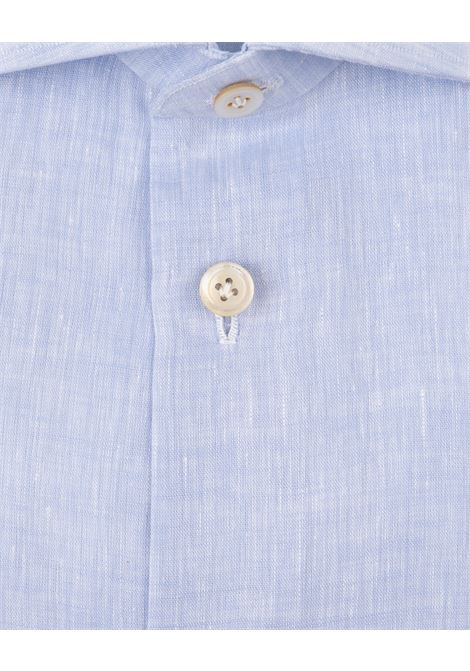 Camicia Classica In Lino Azzurro KITON | UCCKF111114008