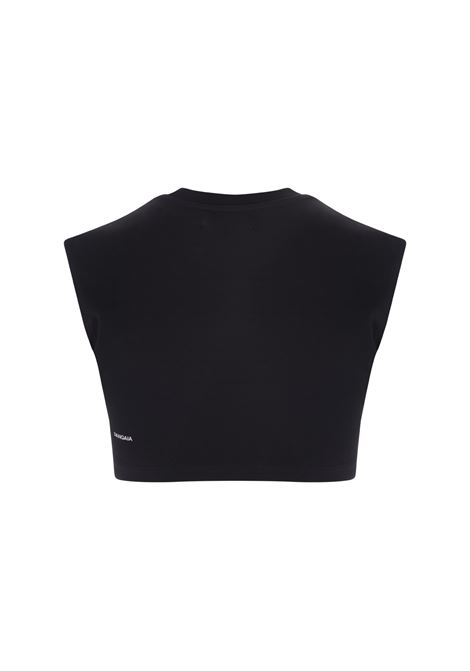 Woman Black Recycled Cotton Fitted Crop T-Shirt PANGAIA | 100003589868