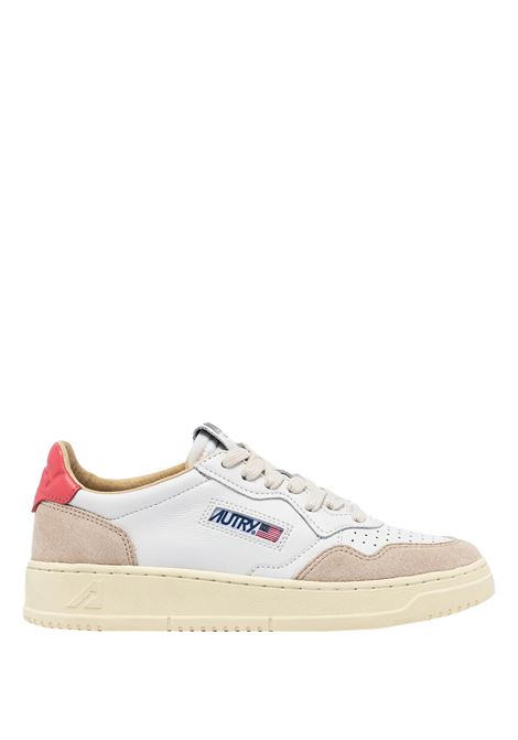 Sneakers Medalist Low In Suede e Pelle Bianca e Tearose AUTRY | AULWLS78