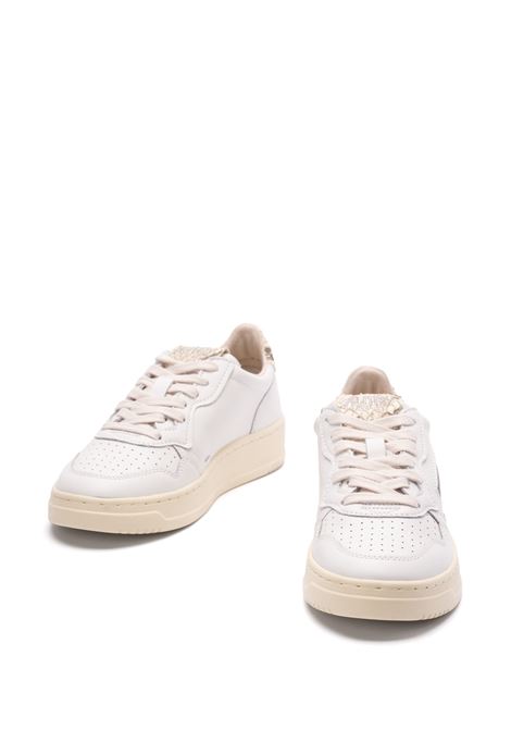 Sneakers Medalist Low In Pelle Bianca Con Stampa Snake Diamond AUTRY | AULWVD01