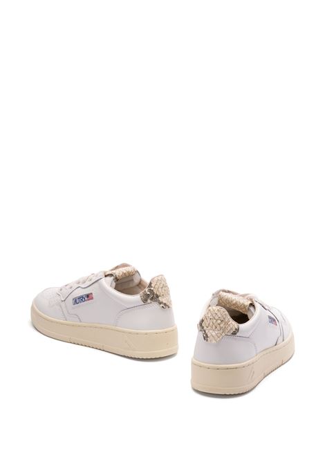 Sneakers Medalist Low In Pelle Bianca Con Stampa Snake Diamond AUTRY | AULWVD01