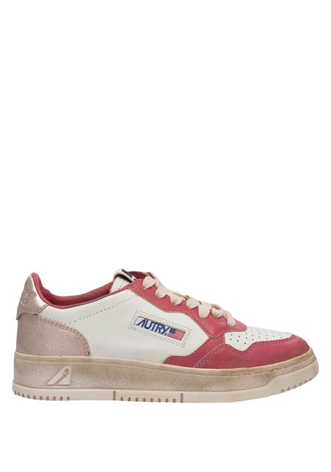 Sneakers Medalist Super Vintage In Pelle Bianca, Fucsia e Rosa Metallizzato AUTRY | AVLWSV49