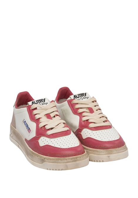 Sneakers Medalist Super Vintage In Pelle Bianca, Fucsia e Rosa Metallizzato AUTRY | AVLWSV49