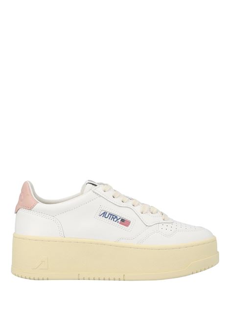 Sneakers Medalist Platform In Pelle Bianca e Rosa AUTRY | PTLWLL80