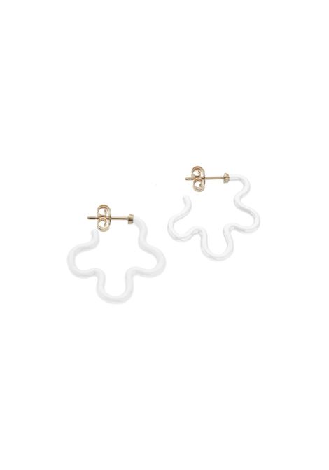 2 Tone Asymmetrical Flower Power Earrings In White BEA BONGIASCA | Jewels | GE201YGW