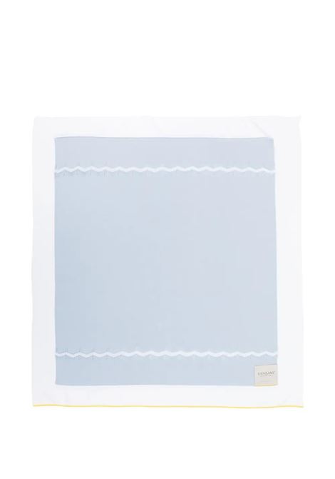 Copertina In Maglia Blu Pastello GENSAMI | accessori baby | COP03-B-ONDASILVER BLUE/OFF WHITE