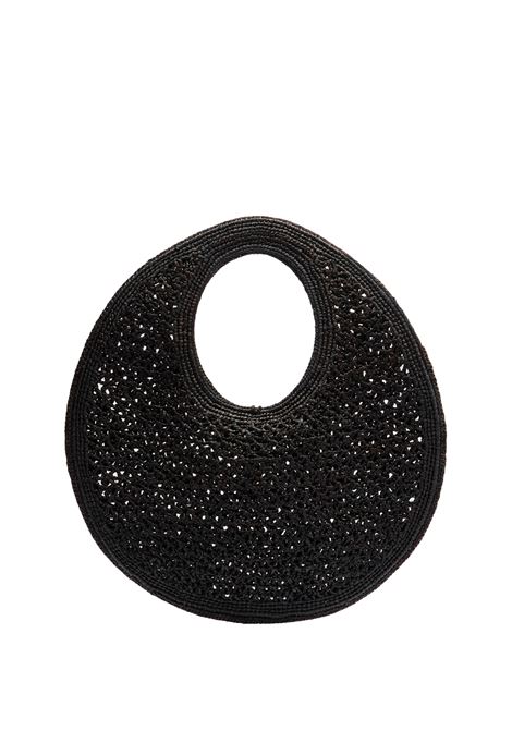 Spiaggia Round Bag In Black Raffia JACQUEMUS | 243BA387-3219990