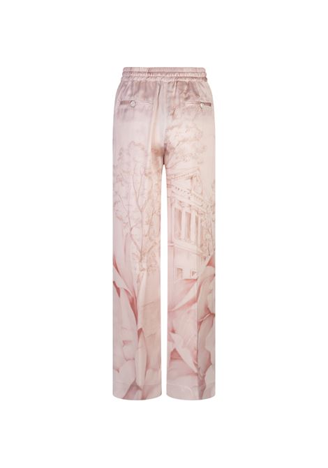 Pantaloni In Seta Rosa Stampata KITON | D58115K0926E11