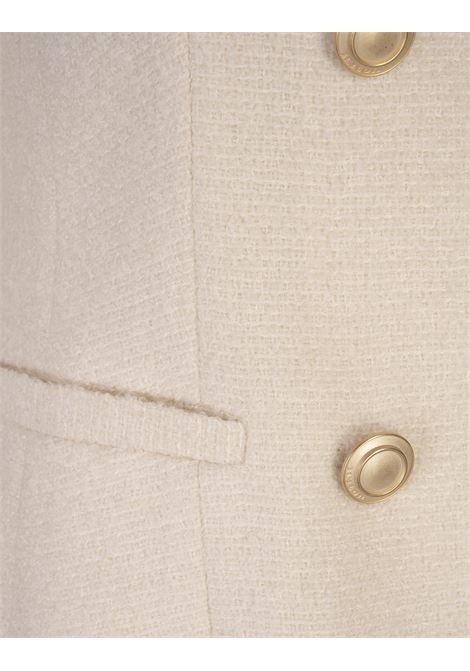 Cream Silk and Cashmere Double-breasted Jacket KITON | D59504K0937E01