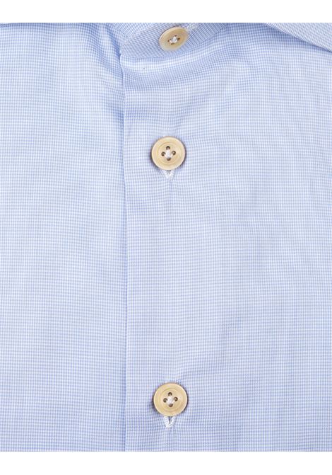 Micro-Check Cotton Shirt In Light Blue KITON | UCCH0660027/00H