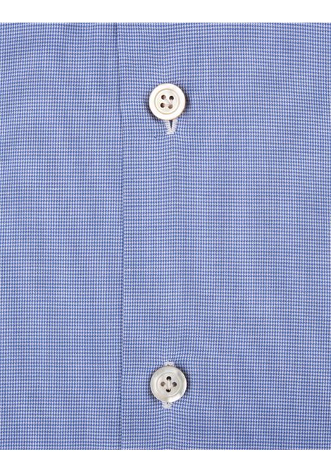 Camicia In Cotone Micro-Check Blu KITON | UCCH0660028/00D