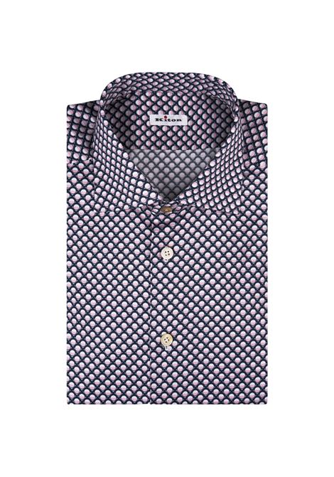 Camicia In Cotone Blu Navy Con Pattern KITON | Camicie | UCCH0925102/001