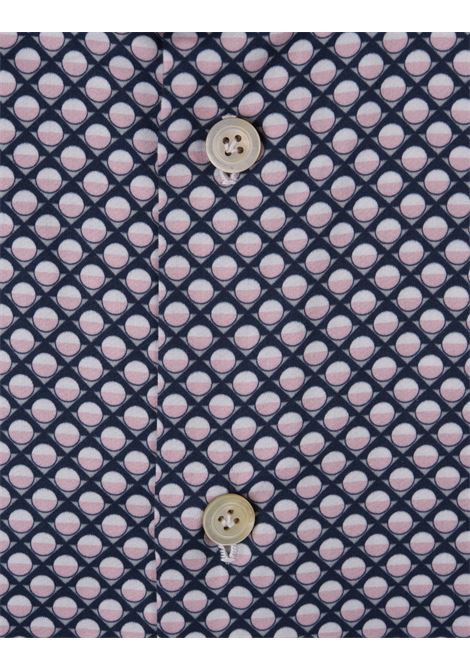 Camicia In Cotone Blu Navy Con Pattern KITON | UCCH0925102/001