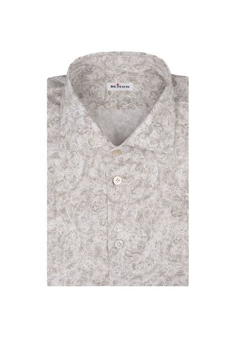 Camicia Bianca Con Motivo Cashmere Beige KITON | UCCH0927905/000