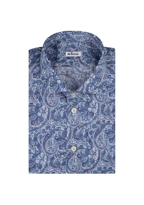 Blue Shirt With Cashmere Pattern KITON | UCCH0927908/001