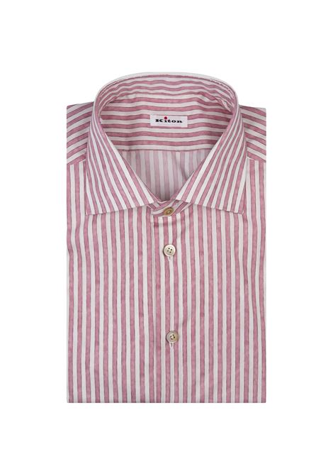 Camicia In Cotone a Righe Bianche e Rosa KITON | UCCH0928103/001