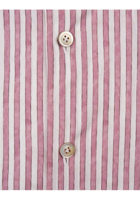 Camicia In Cotone a Righe Bianche e Rosa KITON | UCCH0928103/001