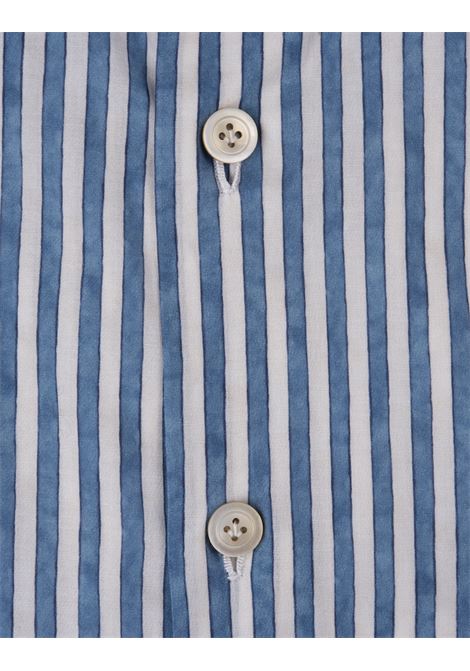 Blue and White Striped Cotton Shirt KITON | UCCH0928109/002