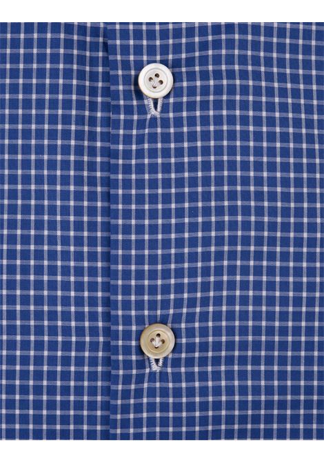 Camicia In Cotone a Quadretti Blu KITON | UCCH0929522/000