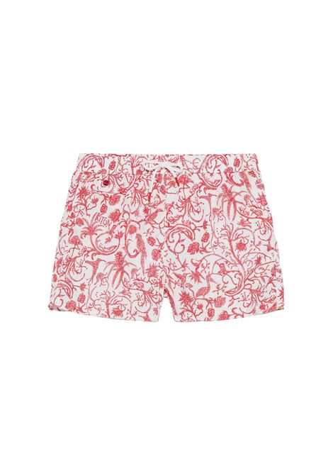 White Beach Shorts With Red Fantasy KITON | UCOM2CK0746F03/006