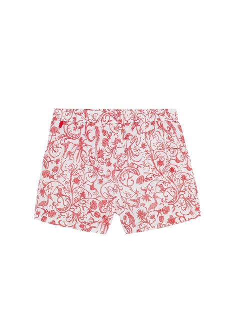 White Beach Shorts With Red Fantasy KITON | UCOM2CK0746F03/006