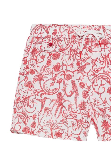 White Beach Shorts With Red Fantasy KITON | UCOM2CK0746F03/006