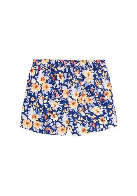 Blue Swim Shorts With Floral Print KITON | UCOM2CK0747F52/002