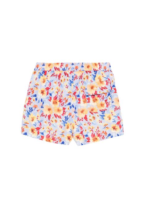 Light Blue Swim Shorts With Floral Print KITON | UCOM2CK0747F53/001