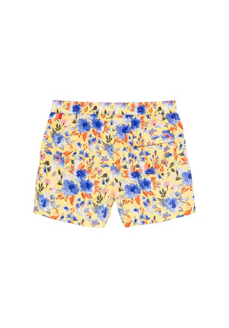 Yellow Swim Shorts With Floral Print KITON | UCOM2CK0747F54/003