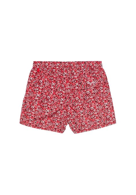 Red Floral Print Swim Shorts KITON | UCOM2CK0748F04/000