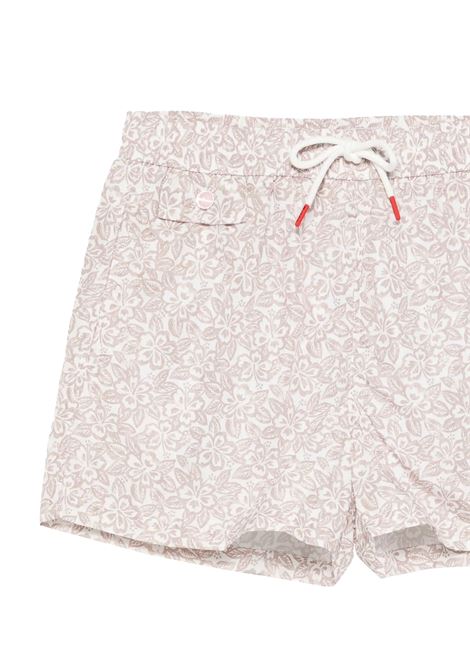 Beige Floral Print Swim Shorts KITON | UCOM2CK0748F05/001