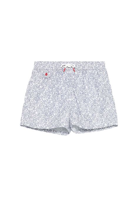 Blue Floral Print Swim Shorts KITON | UCOM2CK0748F07/001