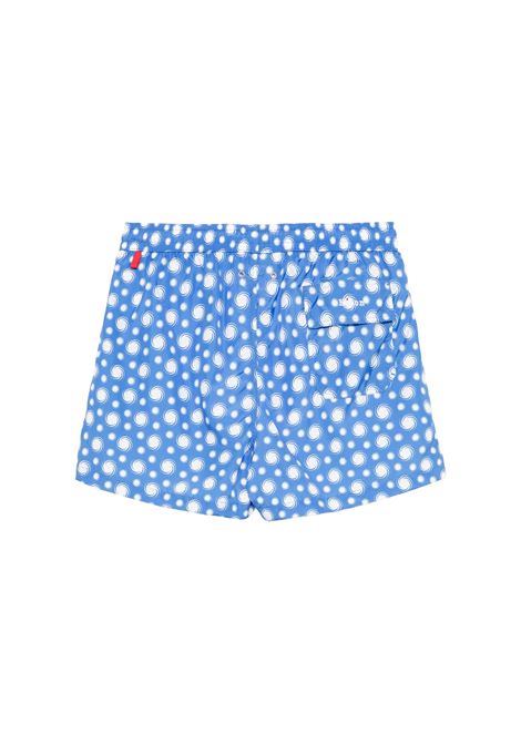 Light Blue Swim Shorts With Swirl Pattern KITON | UCOM2CK0748F25/001