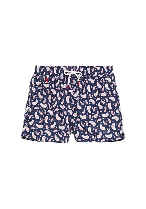 Blue Swim Shorts With Paisley Pattern KITON | UCOM2CK0748F35/000