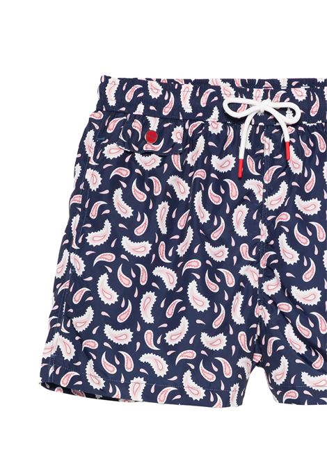 Blue Swim Shorts With Paisley Pattern KITON | UCOM2CK0748F35/000